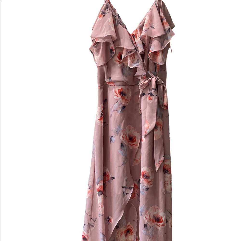 Jodi Kristopher High Low Pink Floral Ruffle Dress-XS